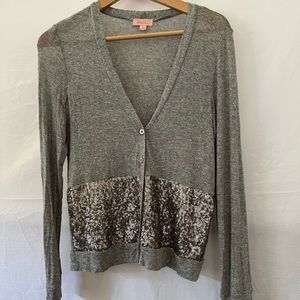 Hearts Super Soft Sequined Gray Light Cardigan.  Size S